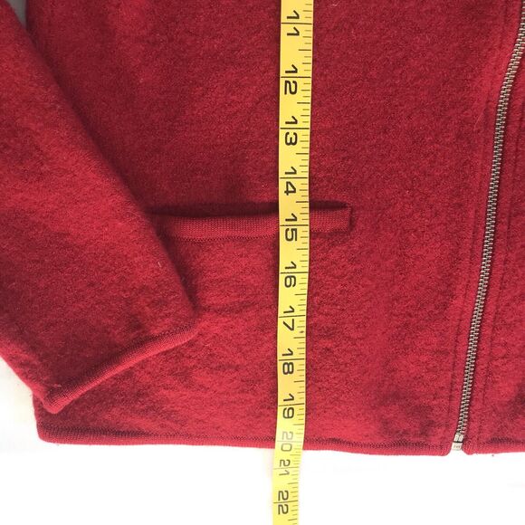 Woolrich Sweater Women Small Full Zip Wool Ruby Red Pocket Cardigan Vintage Mock - Picture 7 of 8